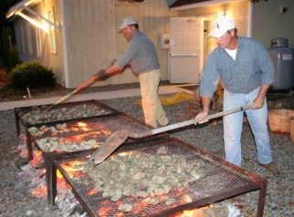 oyster pits at Chesapeake Academy square