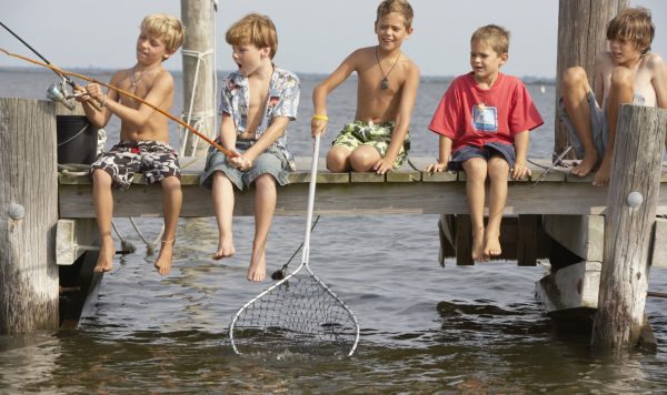 kids fishing off dock kids fishing off dock