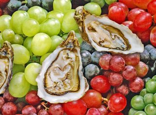 taste by the bay oysters on grapes