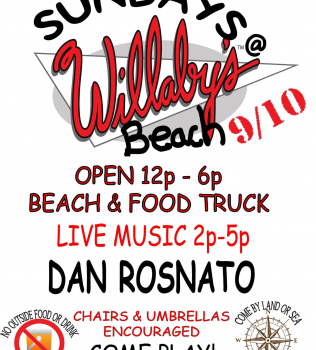 Sundays @ Willaby’s Beach; Music by Dan Rosnato